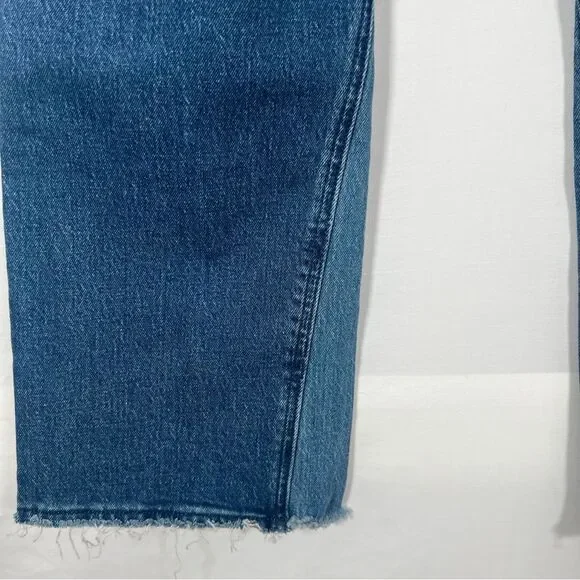 Abercrombie & Fitch Ultra High Rise Jeans 31 12 Two Tone Cropped Denim Raw Hem - Picture 7 of 7